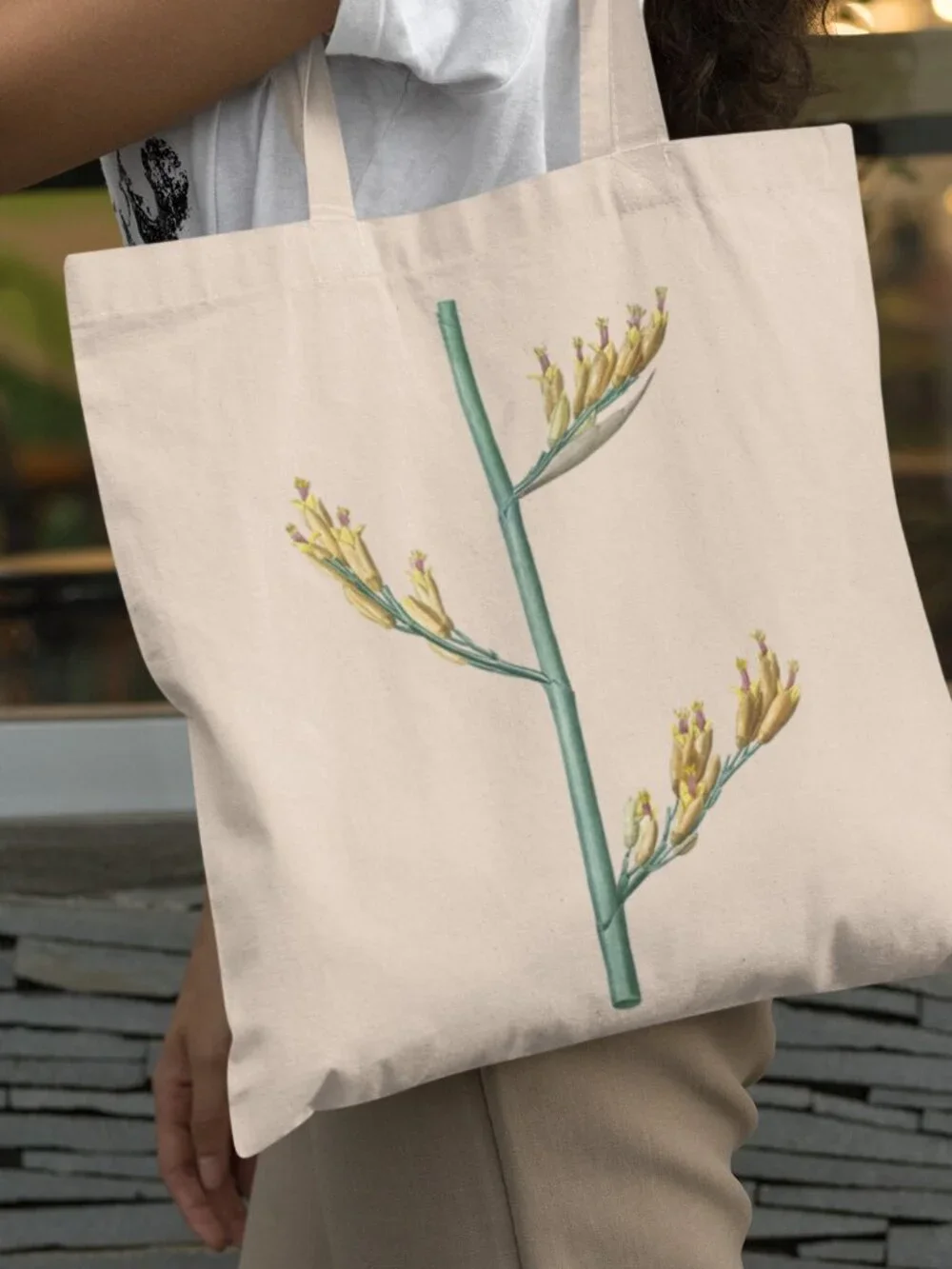 New Zealand Flax Vintage Floral Print Graphic Canvas Tote Bag